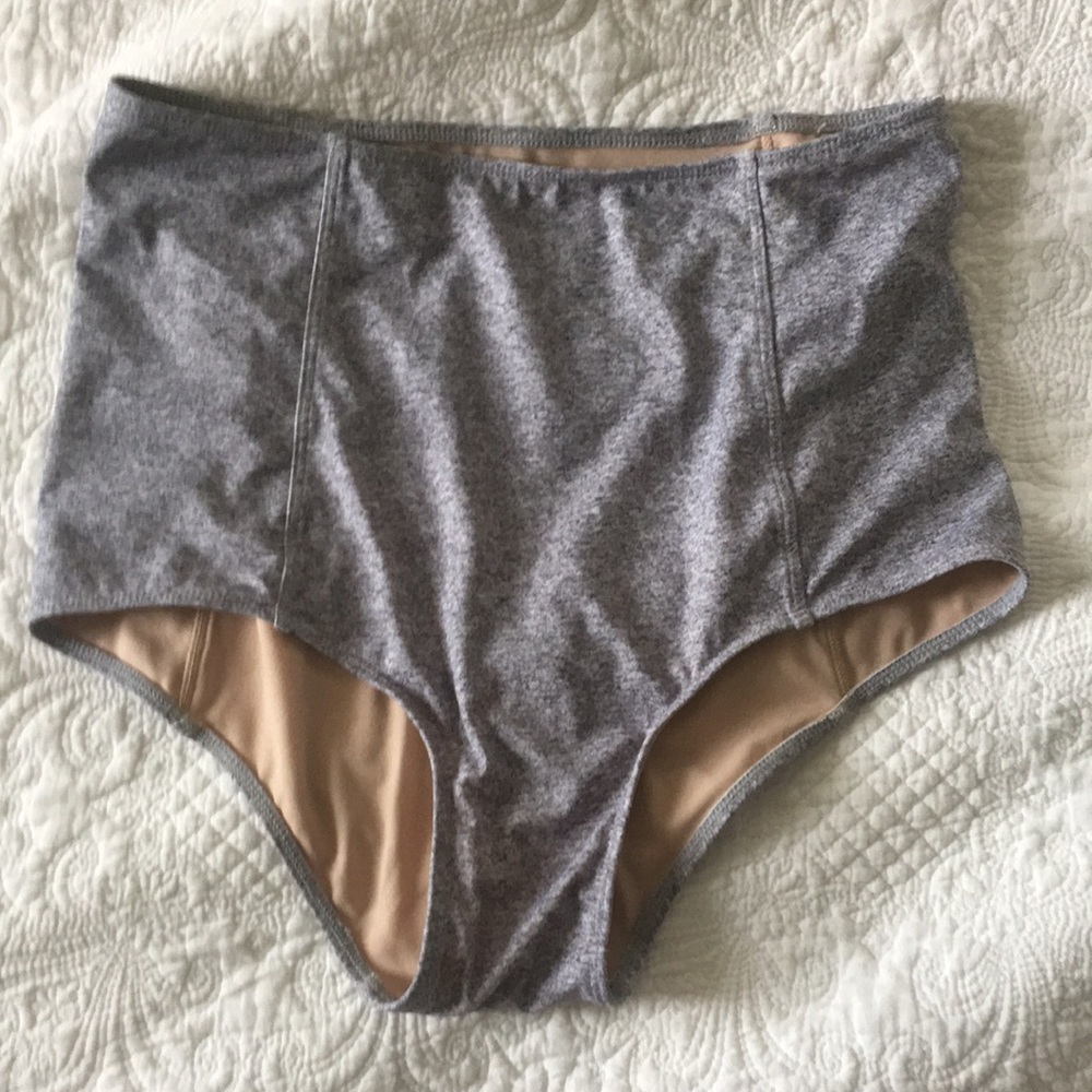 Kortni Jeane High Waisted Swim Bottoms - Heathered Grey